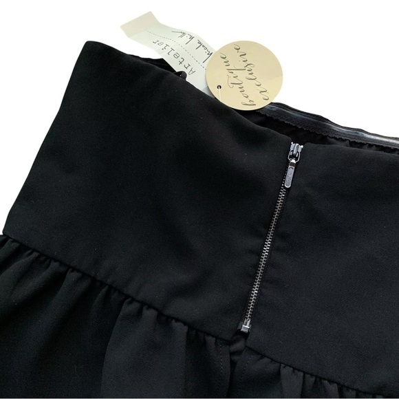 Nicole Miller Artelier Cropped Bandeau Ruffle Strapless Top Black Size Large - Picture 3 of 7